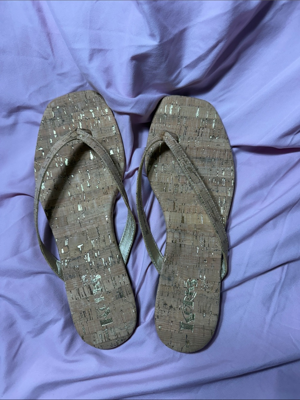 Kork-Ease Gold Cork-Effect Flip Flop Sandals